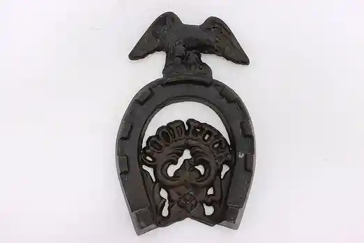 Farmhouse Antique Cast Iron Good Luck Horseshoe Trivet #46898