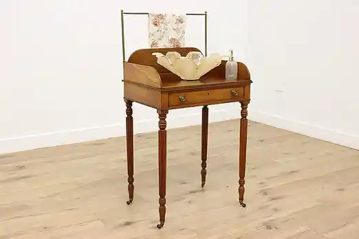 Sheraton Antique Mahogany Washstand Bath Hall Console Signed #54545