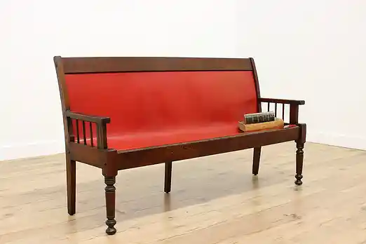 Victorian Antique Carved Ash Railroad, Hall or Porch Bench #55696