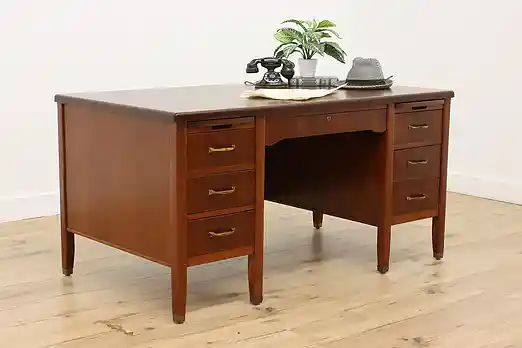 Traditional Vintage Walnut Office or Library Desk, Indiana #54421