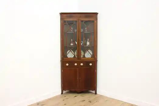 Georgian Design Antique Mahogany Corner Display Cabinet #55200