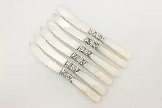 Set of 6 Pearl Handle Silverplate Cheese or Fruit Knives #50667
