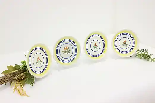 Set of 4 Quimper Vintage Hand Painted Dessert Plates #51415