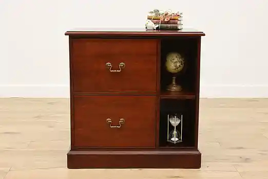 Traditional Vintage Walnut Office or Library File Cabinet #55563