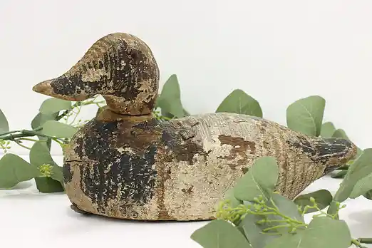 Farmhouse Antique Carved & Painted Duck Decoy Sculpture #54418