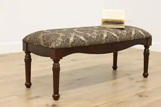 Traditional Vintage Carved Birch Boudoir or Hall Bench #55798