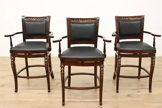 Set of 3 Vintage French Provincial Design Birch Bar Chairs #53482
