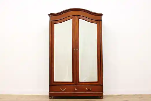 French Antique Mahogany Armoire or Wardrobe, Mirrors #49753