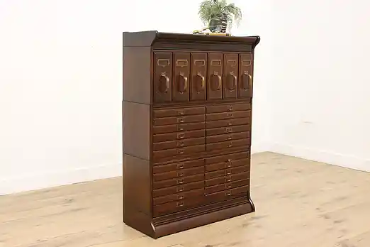 Craftsman Antique Stacking Oak 30 Drawer File Cabinet GRM #54492
