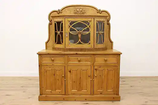 Country French Antique Kitchen or China Cabinet Carved Fruit #49410