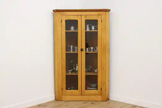Farmhouse Antique Pine Kitchen Pantry Corner Cabinet #55021