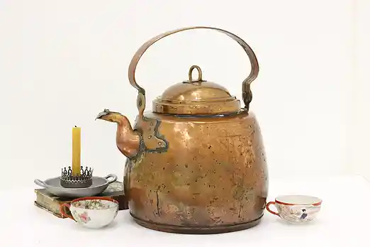 Scandinavian Antique Copper Tea or Hot Water Kettle, Planter #55419