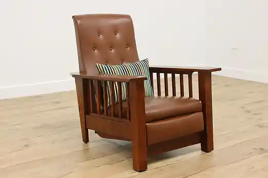 Craftsman Antique Oak Morris Recliner Chair Footrest, Streil #55691