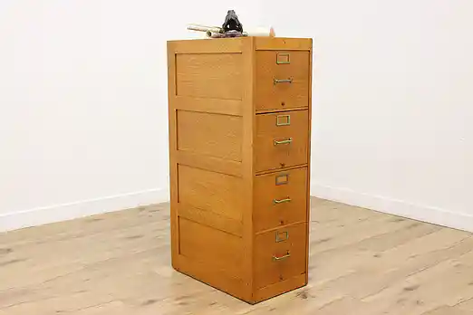 Filing Cabinet Antique Oak 4 Drawer Office File Globe #55334