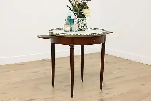 French Louis XVI Antique Marble & Mahogany Entry Hall Table #54530