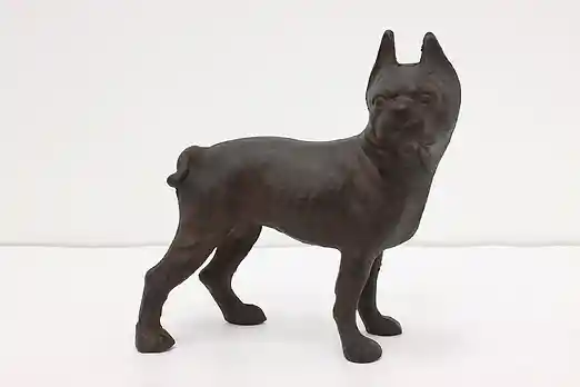 Farmhouse Antique Iron Boston Terrier Dog Statue Door Stop #54483