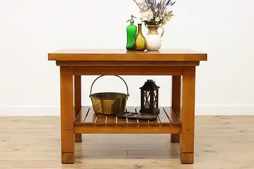 Farmhouse Vintage Birch Butcher Block Kitchen Island Table #55278