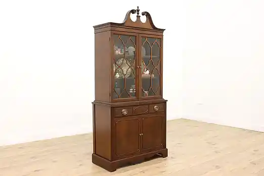 Georgian Vintage Mahogany China Cabinet Bookcase Thomasville #33556