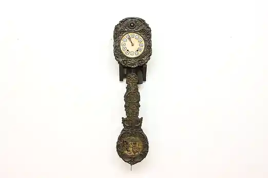 French Antique Morbier Wag on the Wall Clock, Climbing Boy #49897