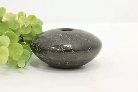 Mexican Mata Ortiz Blackware Pottery Vase, Signed #50044