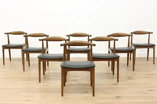 Set of 8 Vintage Ash Midcentury Modern Dining Game Chairs #54346