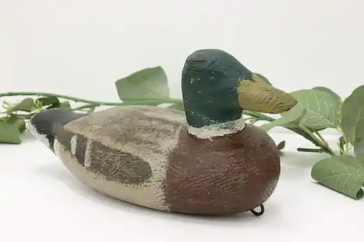 Farmhouse Vintage Carved Mallard Duck Decoy Sculpture #54414