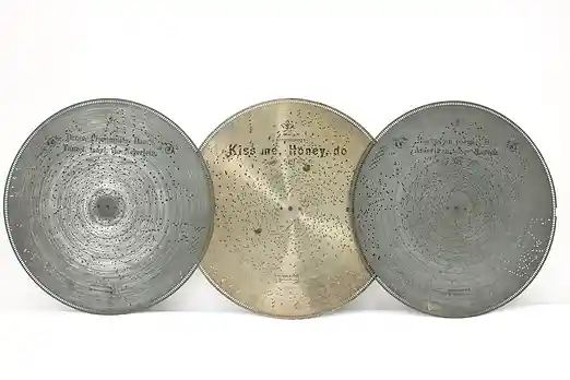 Set of 3 Antique Stella Music Box 17.25" Discs "Kiss Me" #48306