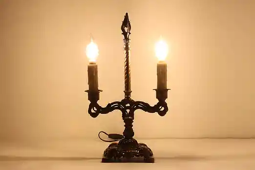 Gothic Design Antique Bronze Finish Office Desk Candelabra #48660