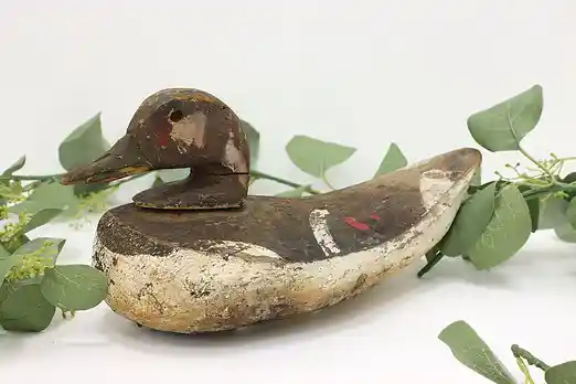 Farmhouse Antique Painted Duck Decoy Sculpture #54415