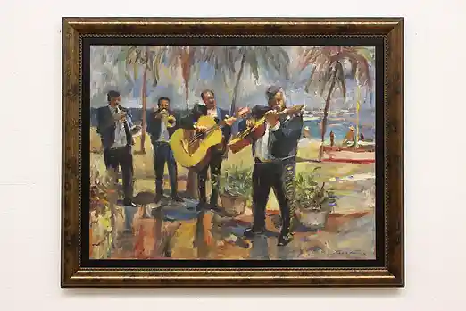 Mariachi Band Vintage Original Oil Painting, Fox 47.5" #52047