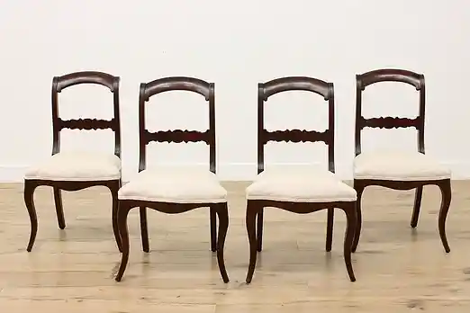 Set of 4 Empire Antique Mahogany Dining Chairs, New Fabric #50371