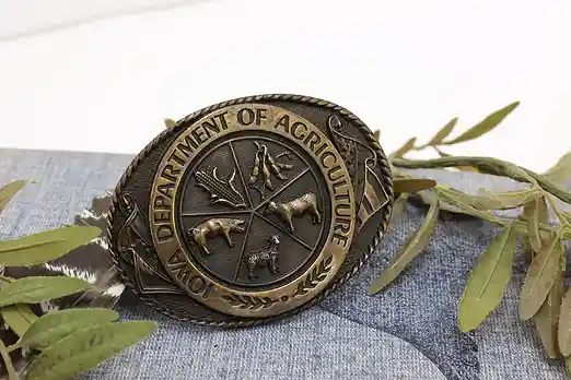 Brass Plated Vintage Iowa Dept. of Agriculture Belt Buckle #54615