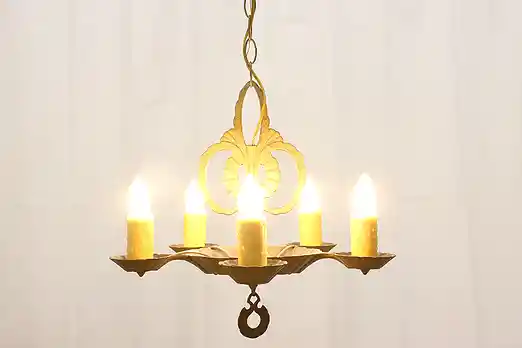 Art Deco Vintage Painted Iron 5 Arm Chandelier #55132