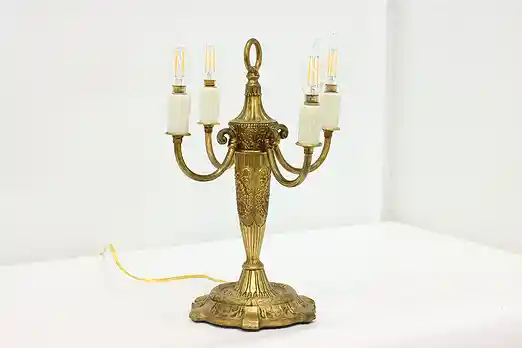 Classical Antique Brass 4 Candle Candelabra Lamp, Pittsburgh #53325
