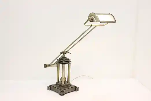 Art Deco Design Vintage Nickel Adjustable Desk Lamp #44812