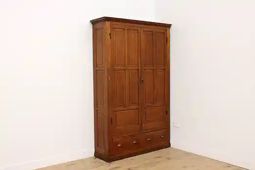 Farmhouse Antique Rustic Oak Wardrobe, Armoire or Closet #50262