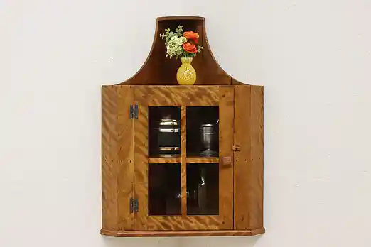 Farmhouse Vintage Birch Medicine or Display Corner Cabinet #53723