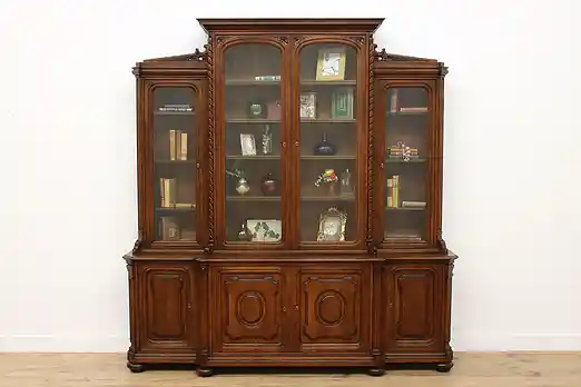 Classical Antique Carved Oak Bookcase Display or Bar, Lund #53480