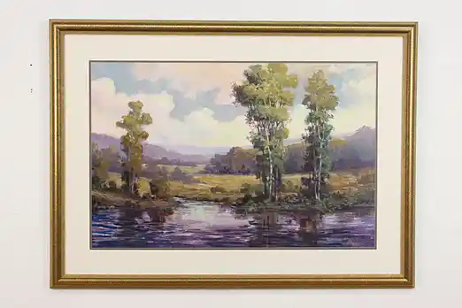 Country Landscape Vintage Original Painting, Johnson 49.5" #52485