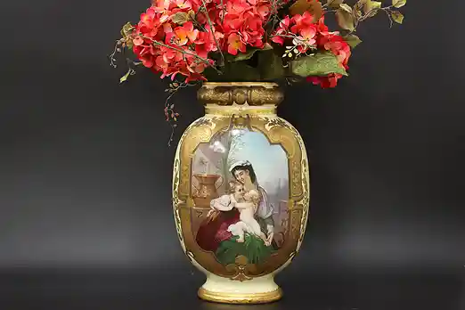 French Antique Hand Painted Porcelain Flower Vase, Malpass #54909