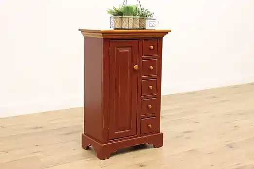 Farmhouse Vintage Painted Pine Kitchen Pantry Wine Cabinet #53064