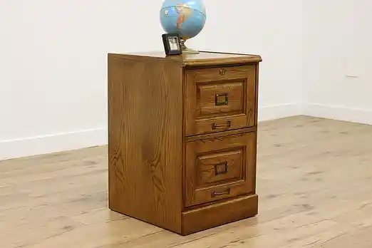 Traditional Vintage Oak 2 Drawer Office Library File Ashley #55384