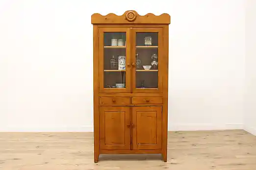 Farmhouse Vintage Pine Kitchen Cabinet or Pantry Cupboard #53096