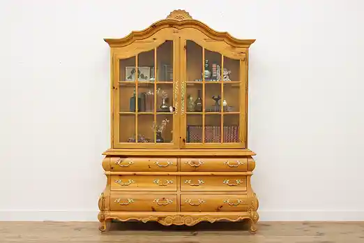 Country French Vintage Pine China Cabinet Bookcase Display #55014