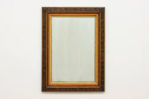 Victorian Antique Carved Oak Hall or Entry Wall Mirror #52800