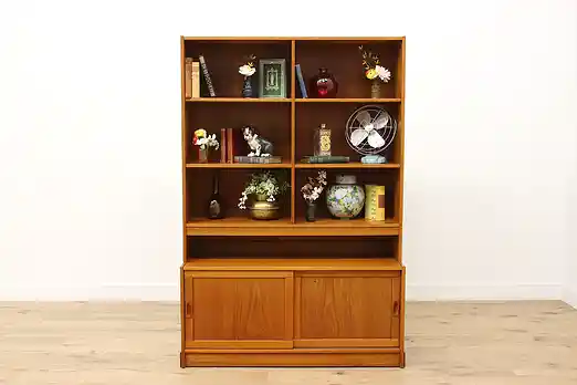 Danish Midcentury Modern Vintage Teak Bookcase Bar Cabinet #52696