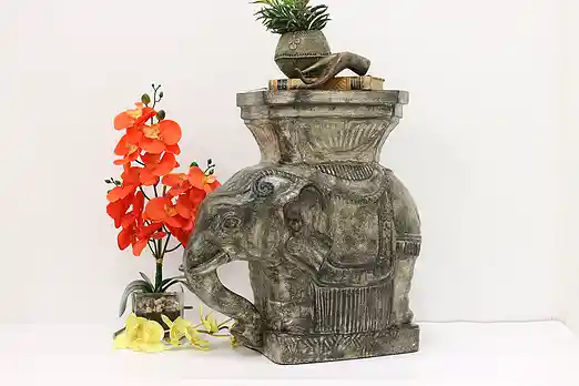 Elephant Sculpture Vintage Garden Porch Plant Stand, Nettle #54542