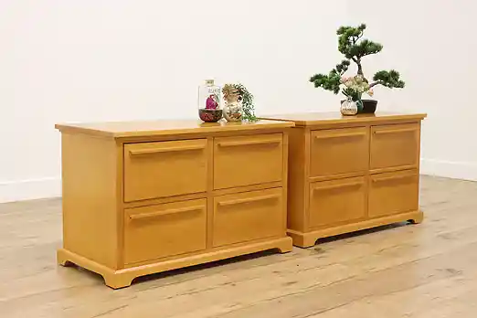 Pair of Vintage Custom Maple Chests End Tables, Nightstands #56132