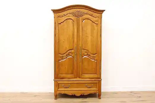 Country French Vintage Maple Armoire Wardrobe Ethan Allen #56215