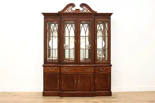 Georgian Vintage Mahogany China Breakfront Ethan Allen #56213